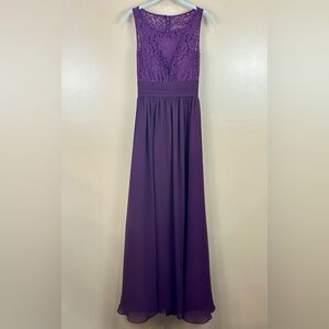 Christina Wu Aubergine Celebrations Dress Lace Bodice Chiffon Skirt 6 Bridesmaid